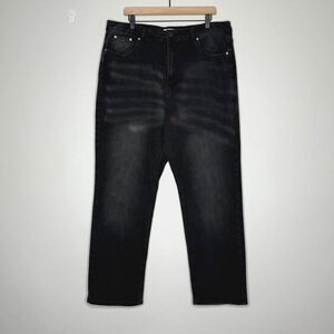 Simply Be Denim Womens Jeans 16R Black Wash Bootcut Straight Stretch